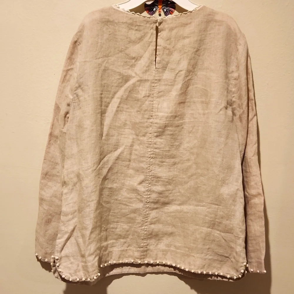 ❤️ J CREW LINEN FRINGE TRIM TOP, 10P
